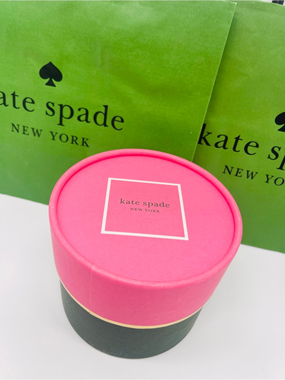 kate spade Hot Pink & Dark Green Round Gift Box with Gold Trim New - Picture 5 of 16
